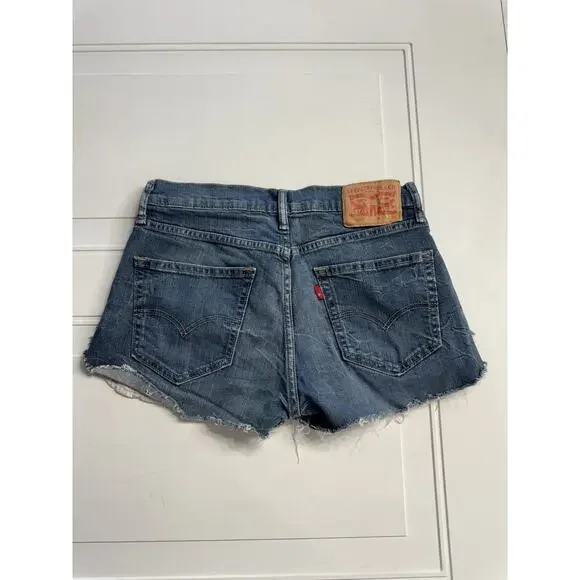 Levis 508 Shorts Womens 29 Raw Hem Cut Off Shorts Denim - Picture 2 of 5